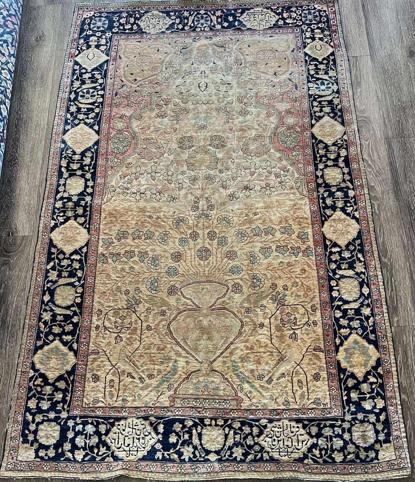 Antique Kashani Vase Rug