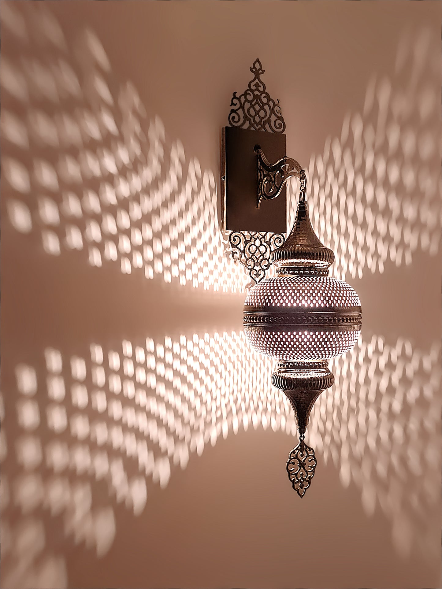 Moroccan Pierced Metal Wall Sconce Light