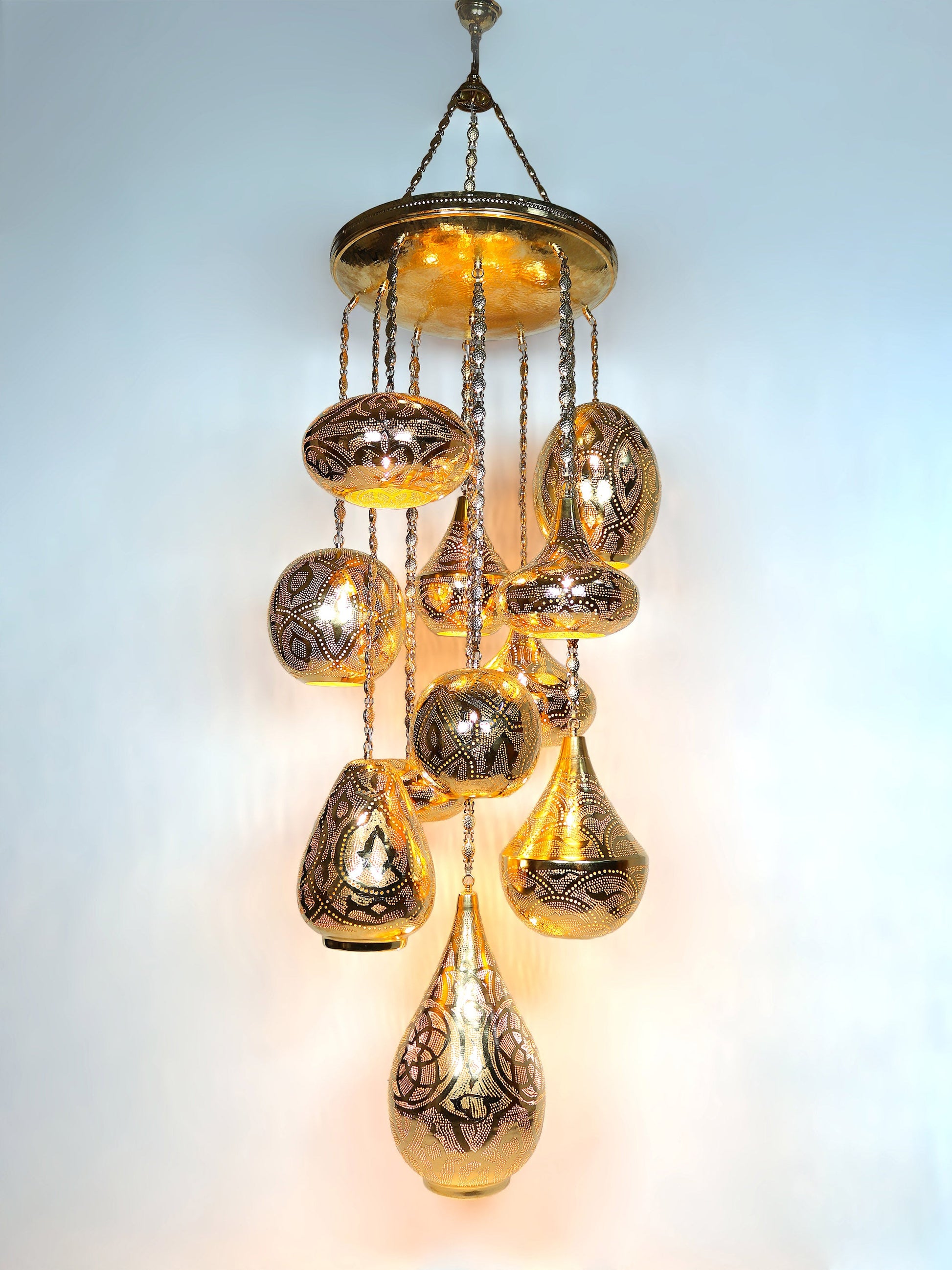 Moroccan Pierced Metal Chandelier