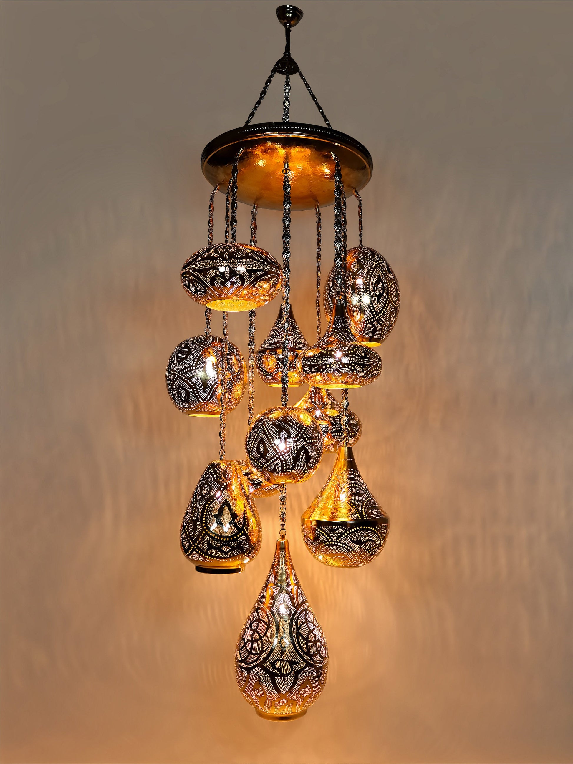 Moroccan Pierced Metal Chandelier