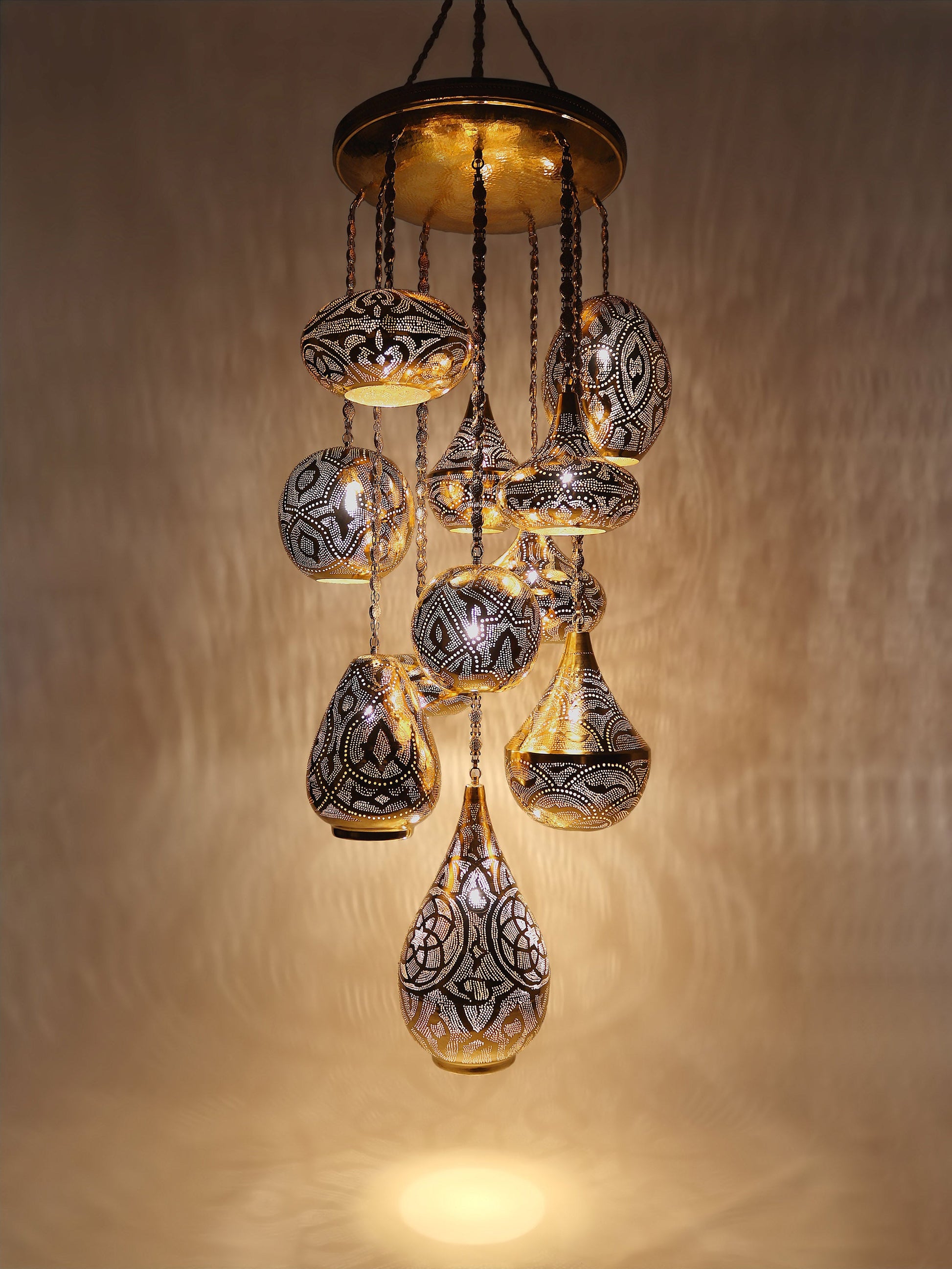 Moroccan Pierced Metal Chandelier