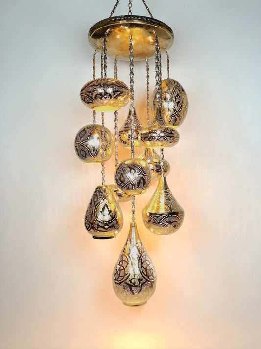 Moroccan Pierced Metal Chandelier