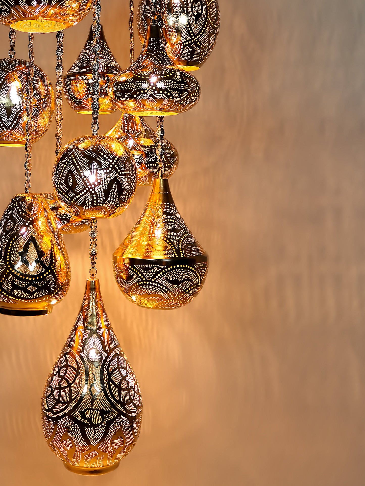 Moroccan Pierced Metal Chandelier