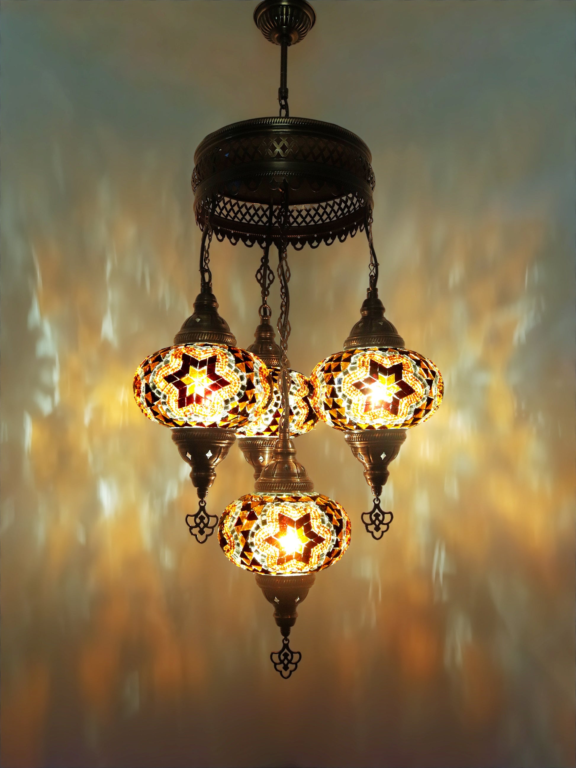 Turkish Mosaic Glass Chandelier