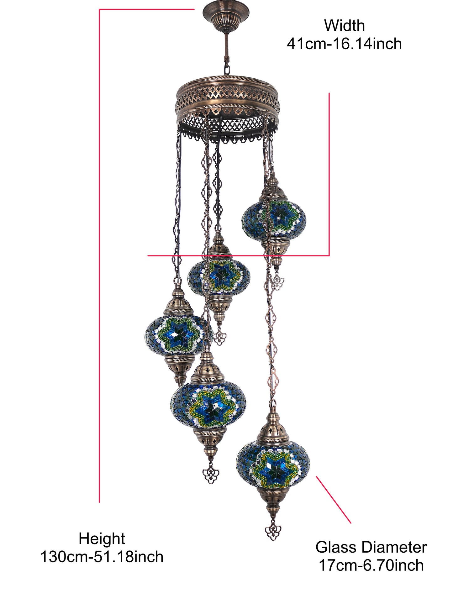 Turkish Mosaic Glass Chandelier Lamp