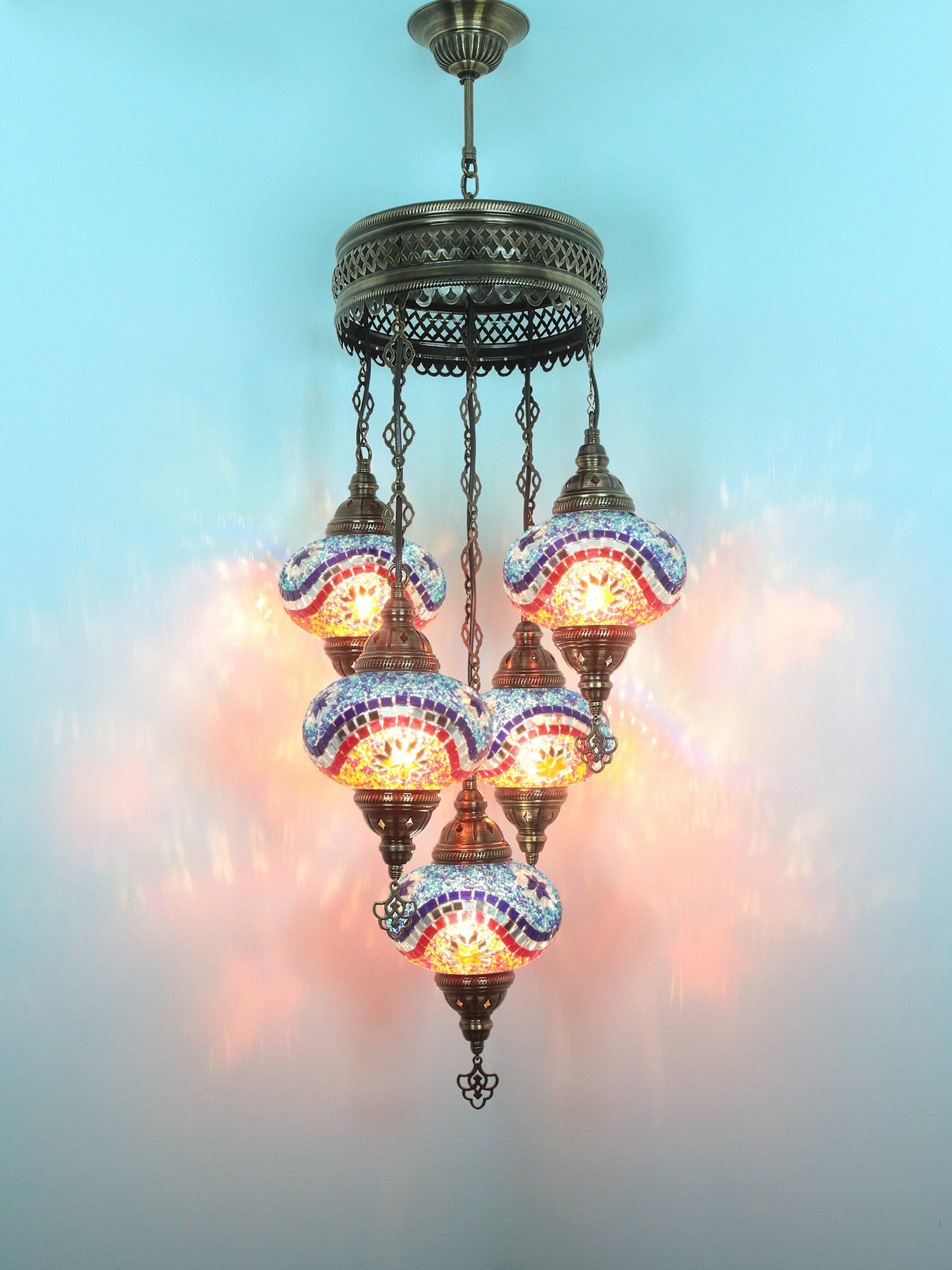 Turkish Mosaic Glass Chandelier Lamp