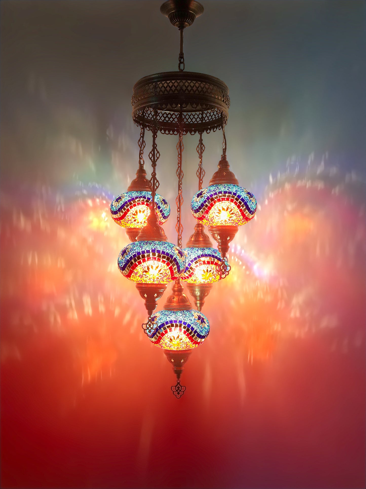 Turkish Mosaic Glass Chandelier