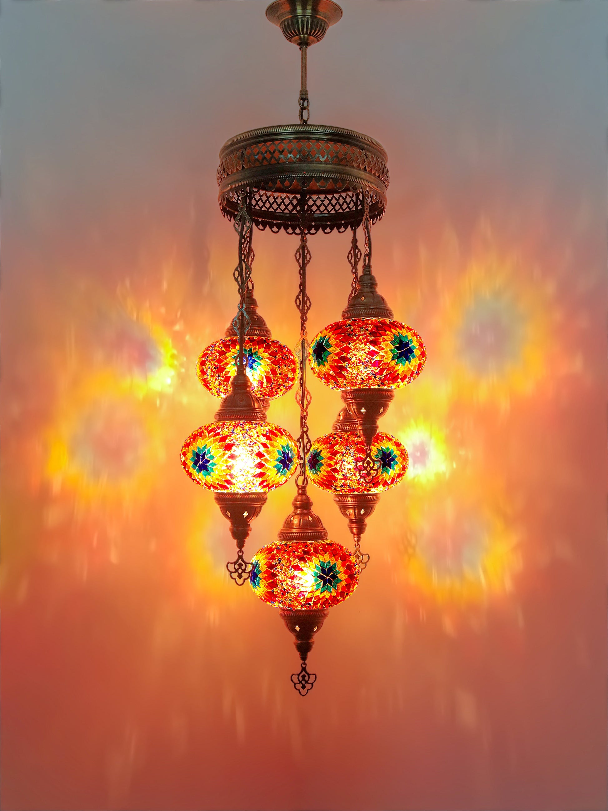 Turkish Mosaic Glass Chandelier