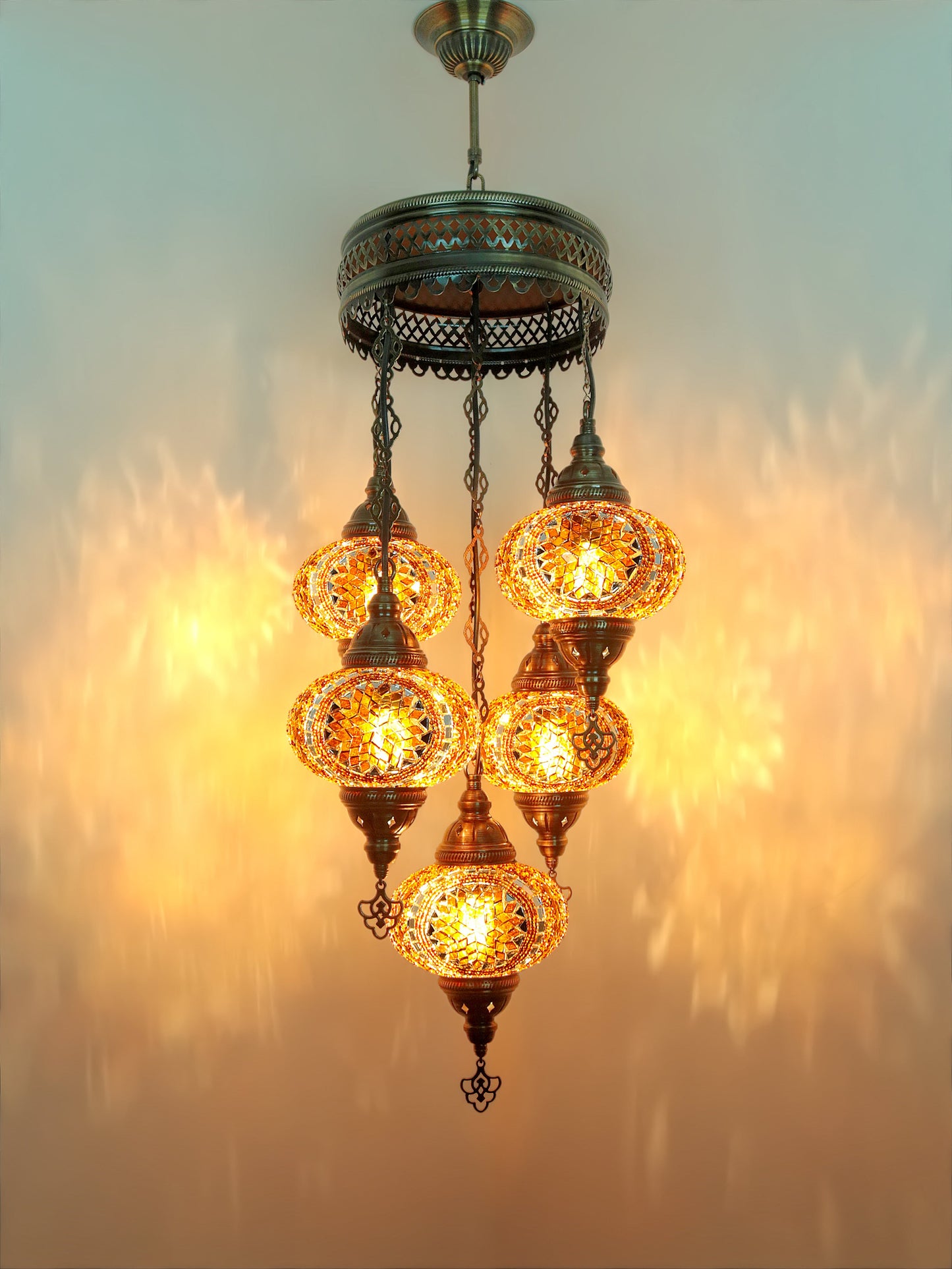 Turkish Mosaic Glass Chandelier Lamp