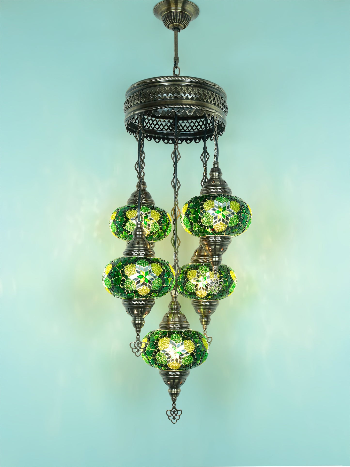 Turkish Mosaic Glass Chandelier Lamp