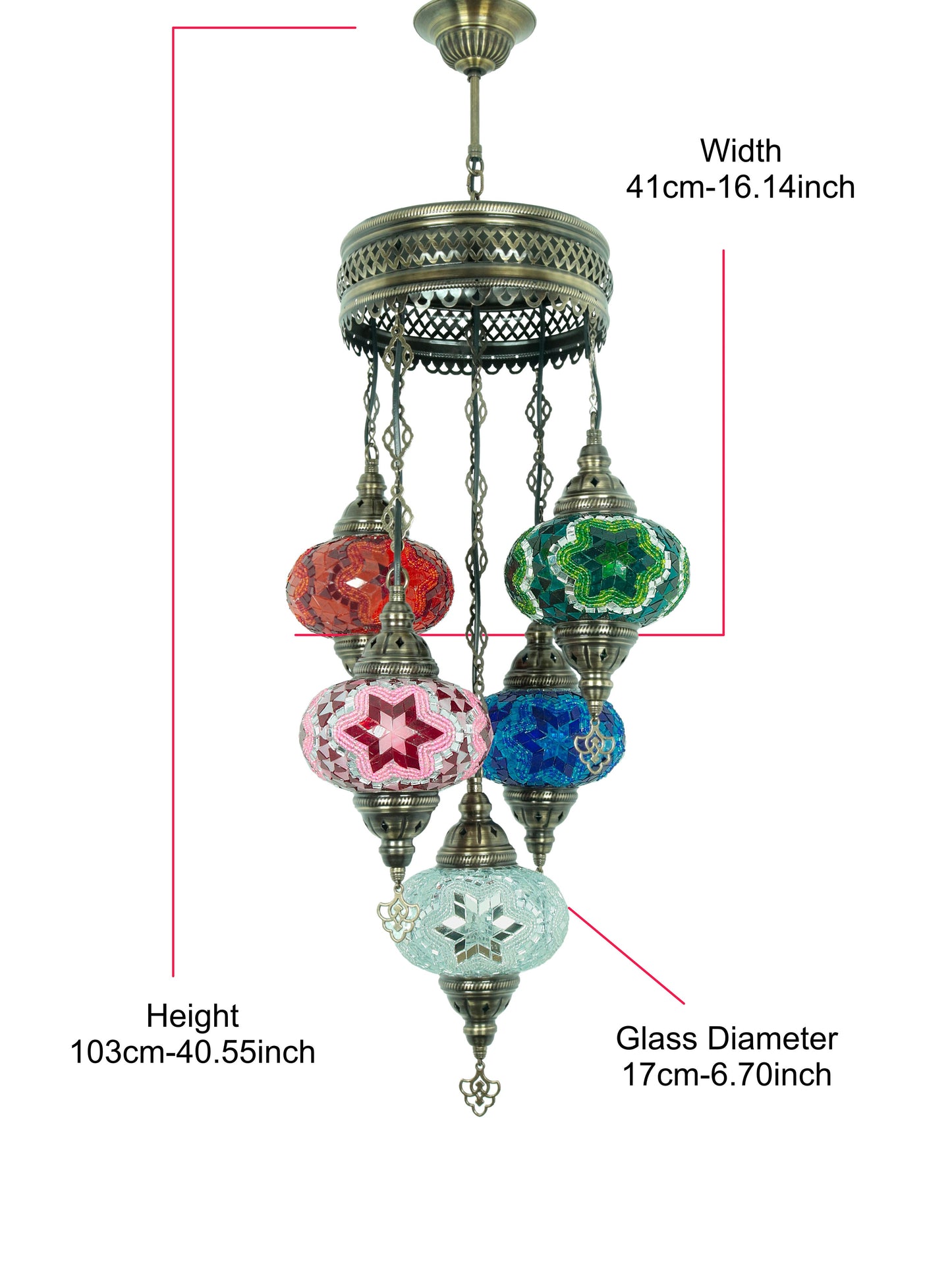 Turkish Mosaic Glass Chandelier Lamp