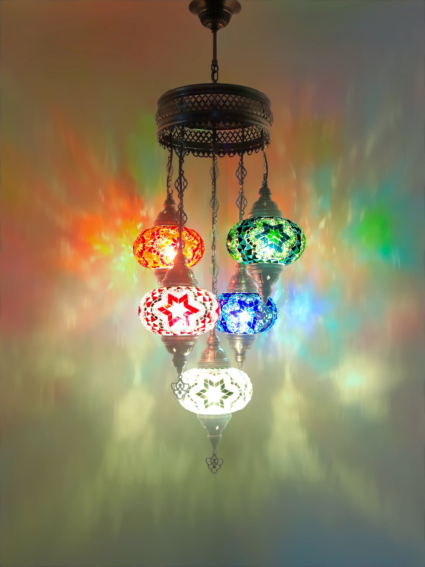 Turkish Mosaic Glass Chandelier