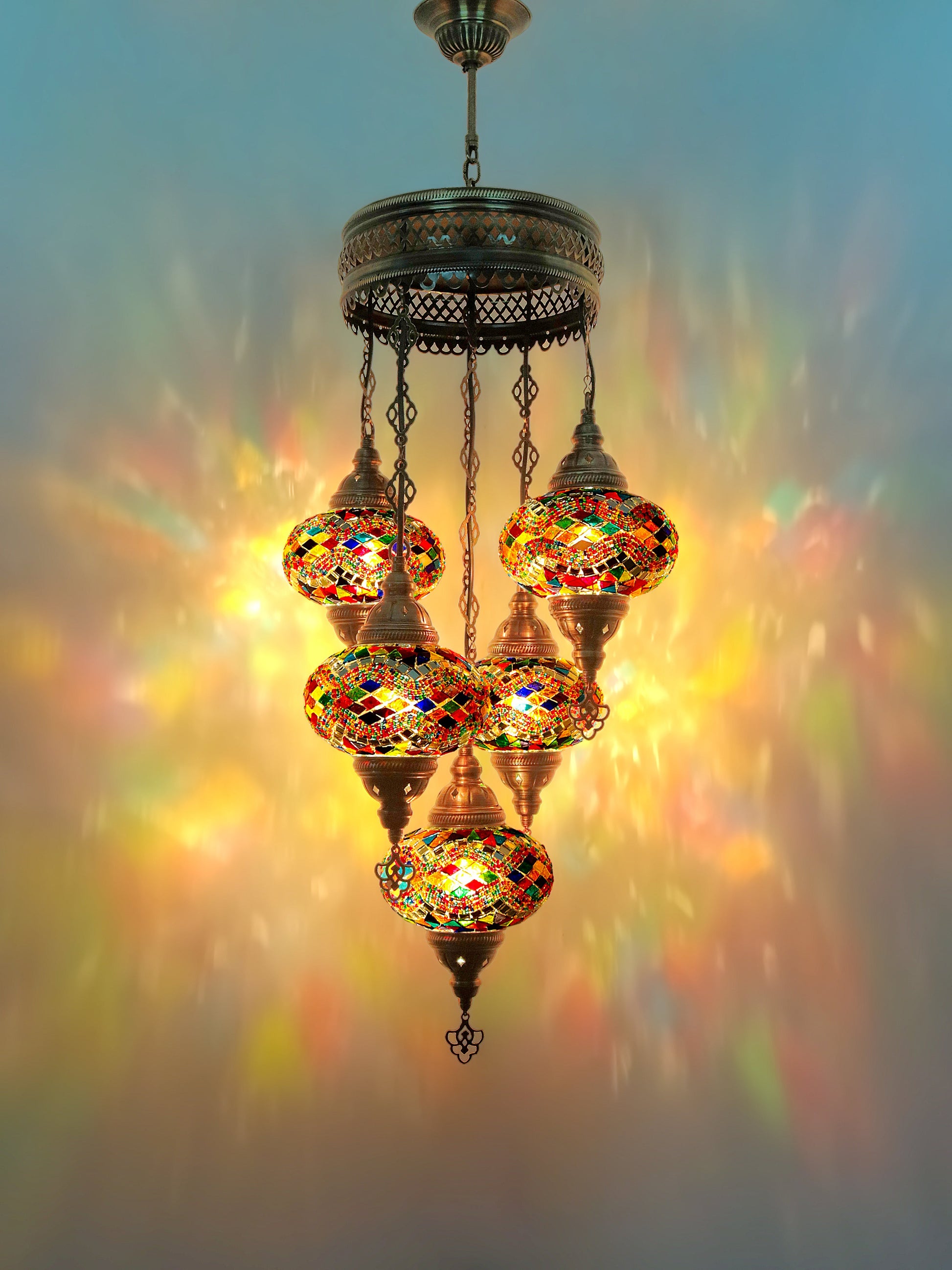 Turkish Mosaic Glass Chandelier
