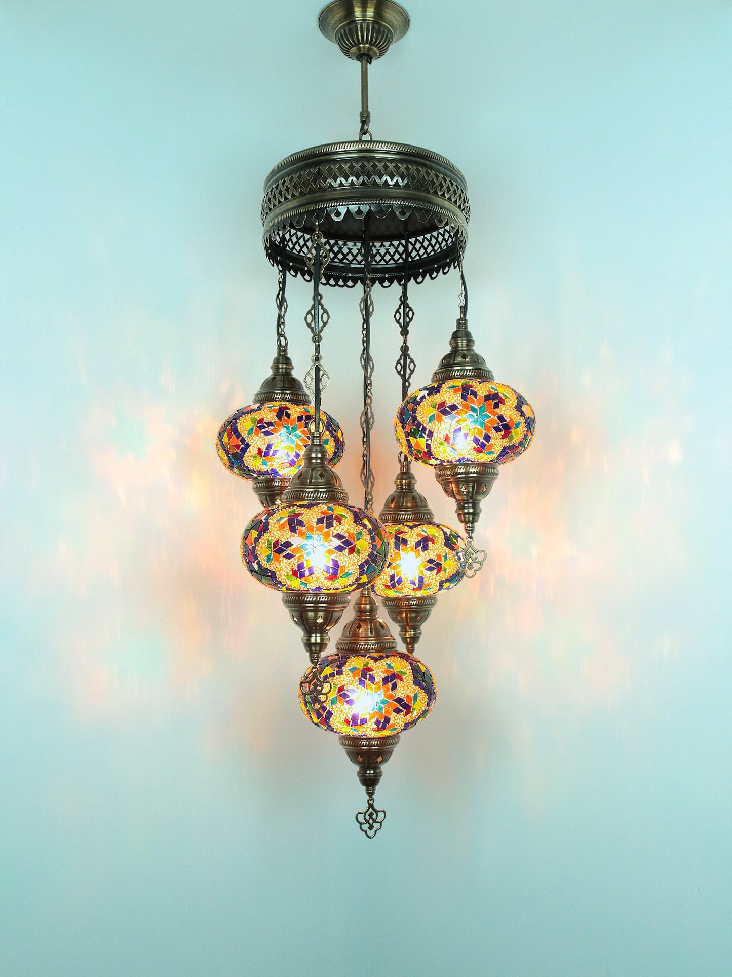 Turkish Mosaic Glass Chandelier Lamp