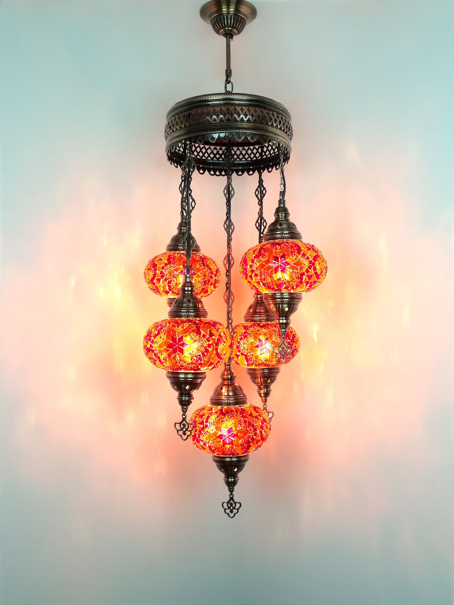 Turkish Mosaic Glass Chandelier Lamp