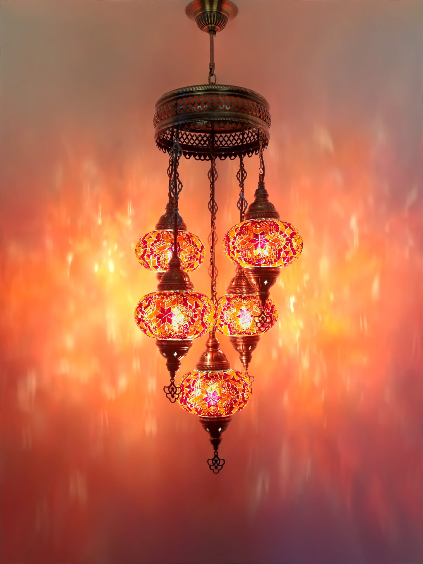 Turkish Mosaic Glass Chandelier