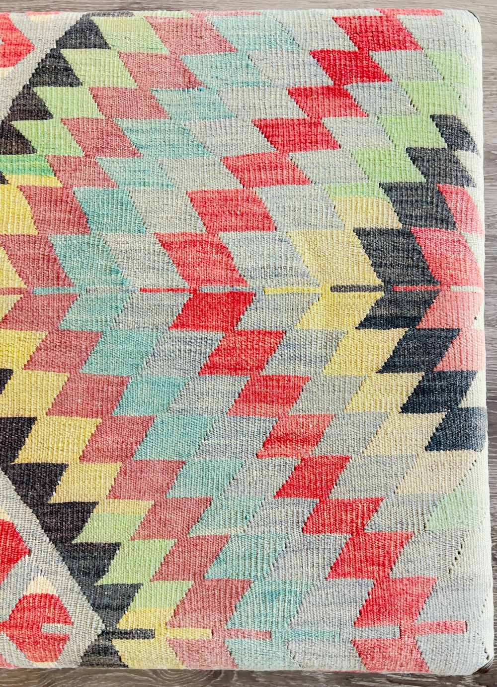 Turkish Kilim Upholstered Ottoman