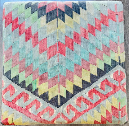Turkish Kilim Upholstered Ottoman