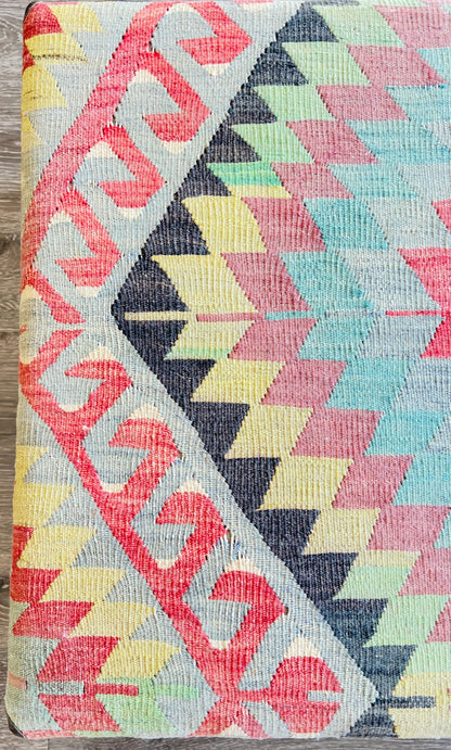 Turkish Kilim Upholstered Ottoman