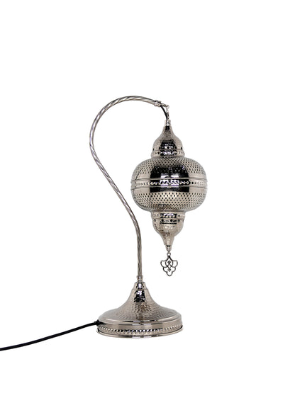 Moroccan Pierced Metal Swan Neck Table Lamp