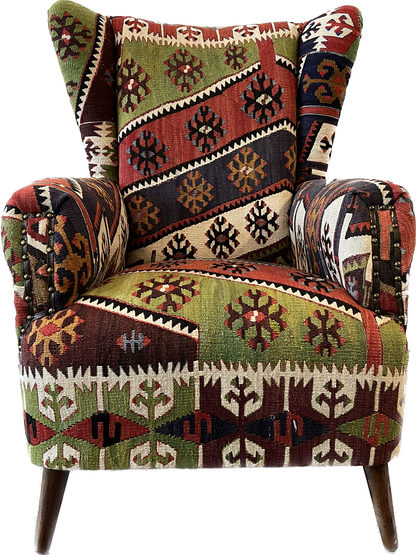 Antique Kilim Rug Armchair from Turkey