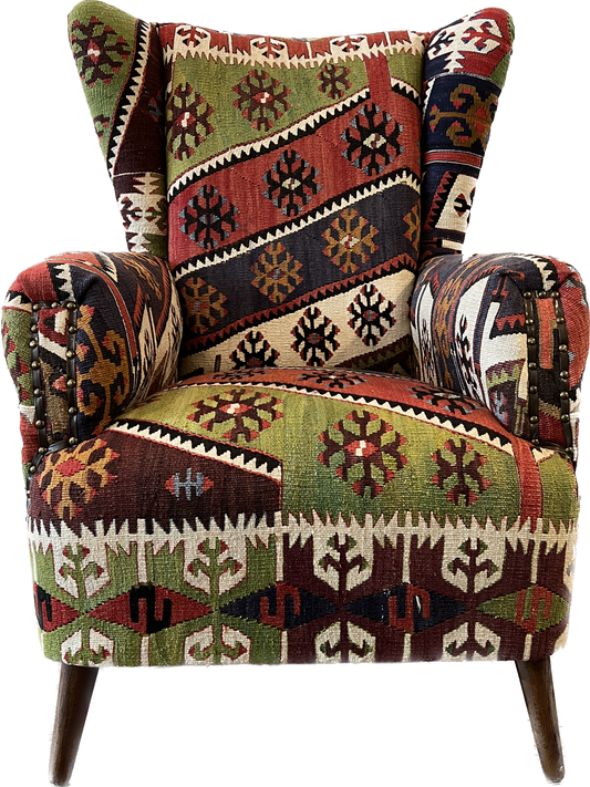 Antique Kilim Rug Armchair from Turkey