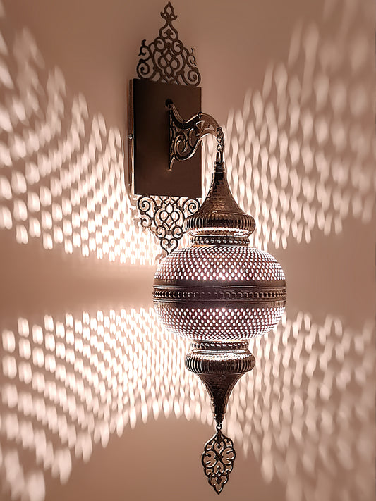 Moroccan Pierced Metal Wall Sconce Light