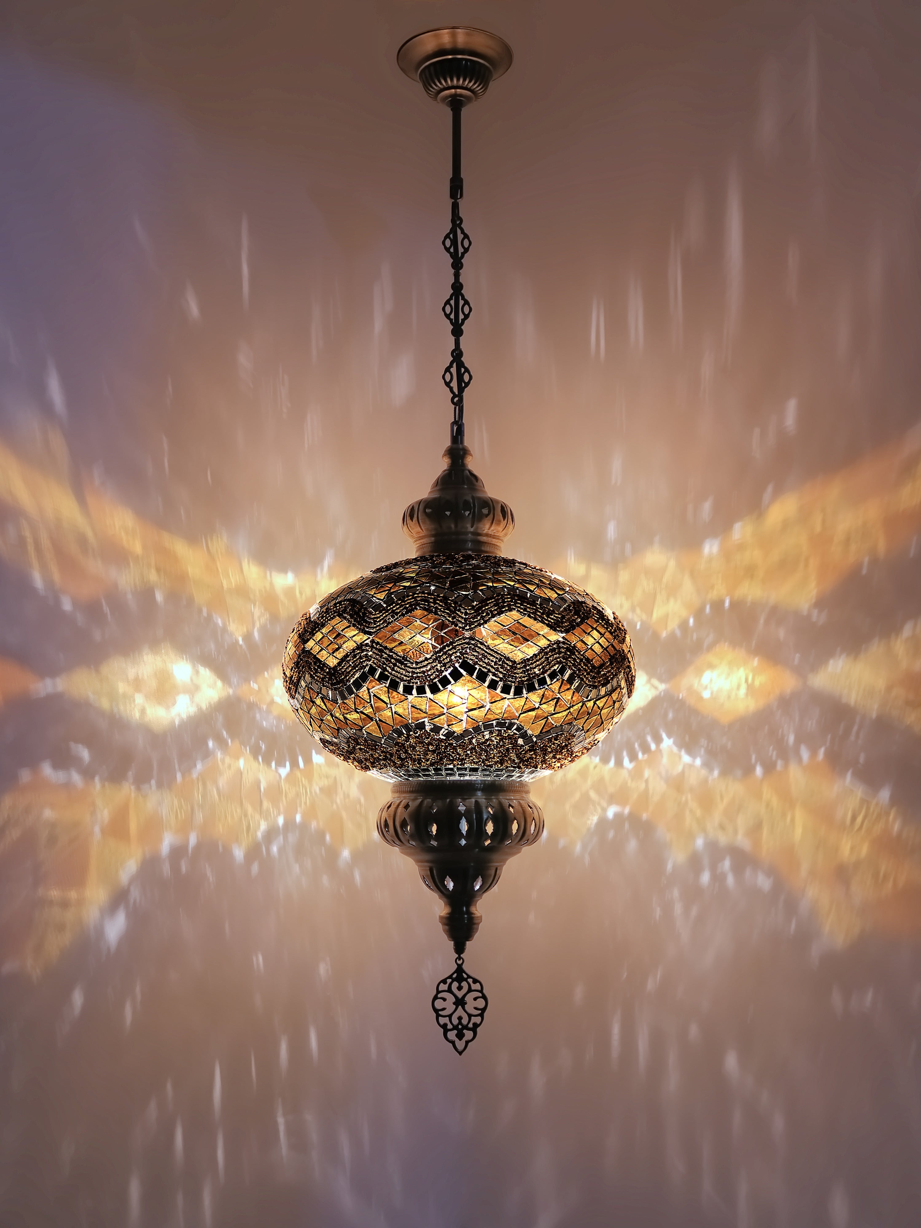 Turkish Hanging Metal and Glass Lamp selling